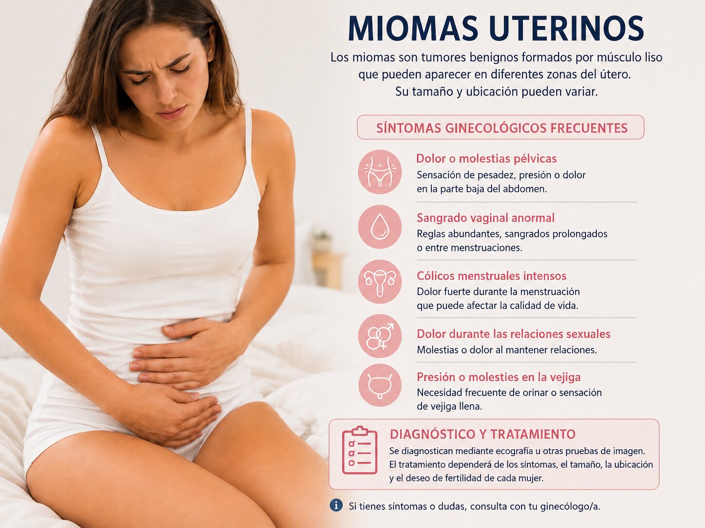 Síntomas, diagnóstico y tratamiento de los miomas uterinos